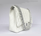 Chanel Flap Bag Quilted White Lambskin with Silver Chain 1116 1116