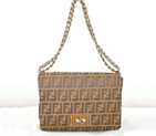 Fendi Paris Pequin Large Fabric Shoulder Bag