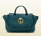gucci 1973 teal leather top handle bag