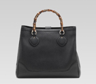 gucci diana bamboo handle black leather tote