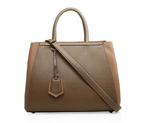 Fendi 2Jours Original Leather Tote Bag F2552M Khaki
