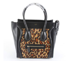 Celine Luggage Bags Medium in Leopard Black