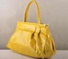 Miu Miu Tote Handbags Oil Wax Leather 8001 Yellow