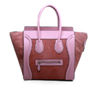 Celine Luggage Mini Boston Bags Original Suede&Calf Leather Pink