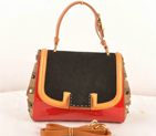 Fendi Silvana Suede&Patent Leather Flap Bag F2548 Black&Red