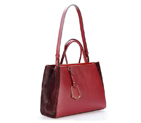 Fendi 2Jours Saffiiano Leather Horsehair Tote Bag F001 Bordeaux