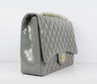 Chanel Flap Bag Quilted Gray Patent with Gold Chain 1116 1116