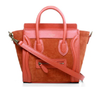 Celine Luggage Nano Bag Original Suede&Calf Leather Light Red