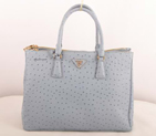Prada Medium Ostrich Leather Tote Bag Light Blue