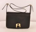 Fendi Chameleon Classic Saffiiano Leather Medium Shoulder Bag 2539 Black