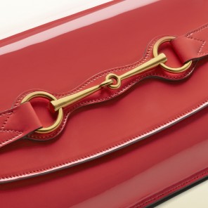2013 Gucci bright bit begonia pink patent leather clutch