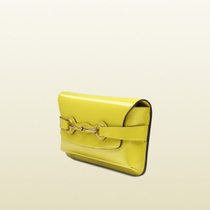 2013 Gucci bright bit yellow patent leather clutch