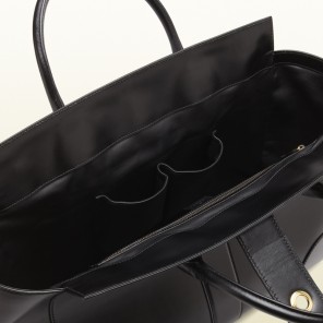 2013 Gucci lady buckle black leather top handle bag