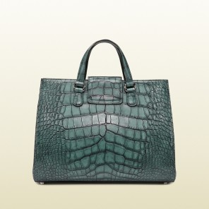 2013 Gucci lady lock crocodile tote
