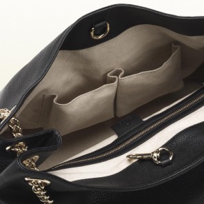 2013 Gucci soho black leather tote with double chain straps