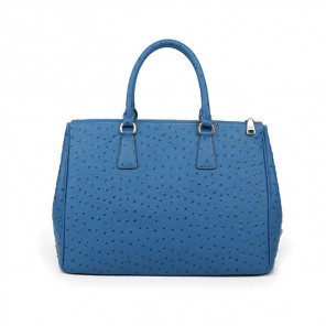 2013 Prada Classic Ostrich Leather Tote Bag 1786 in Medium Blue