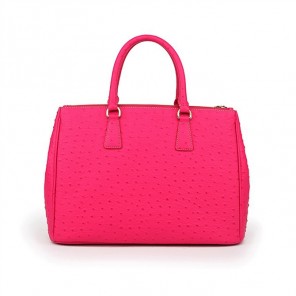 2013 Prada Classic Ostrich Leather Tote Bag 1786 in Rose red