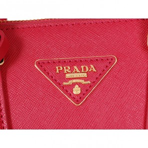 2013 Prada Saffiano Leather 25CM Two Handle Bag 0813 in Rose red