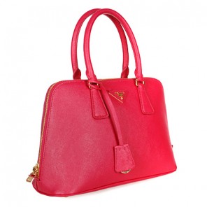 2013 Prada Saffiano Leather 33CM Two Handle Bag 0812 in Rose Red