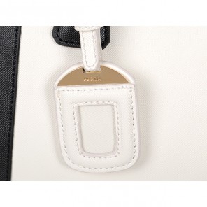 2013 Prada Saffiano Leather Tote Bag 2274 in Black with White