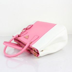 2013 Prada Saffiano Leather Tote Bag 2274 in Cherry pink with White