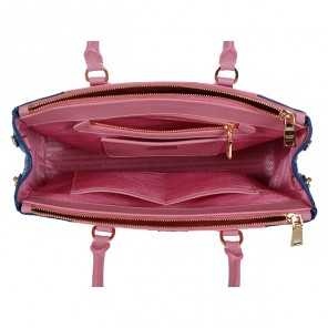 2013 Prada Saffiano Leather Tote Bag 2274 in Pink with RoyalBlue