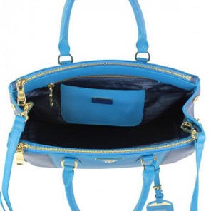 2013 Prada Saffiano Leather Tote Bag 2274 in Skyblue with Dark blue