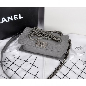 2014 Boy Chanel A67919 Gray Flap Shoulder Bag in Original Leather