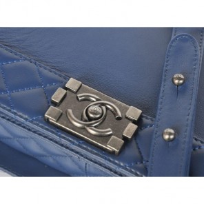 2014 Boy Chanel A67949 Royalblue Flap Shoulder Bag in Sheepskin Leather