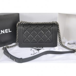 2014 Boy Chanel Flap Shoulder Bag in Original Calf Leather A91205 Black