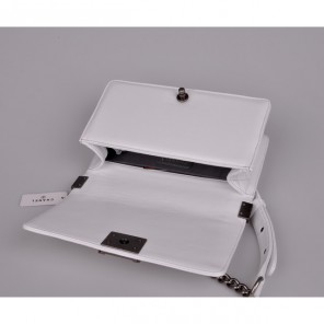 2014 Boy Chanel Flap Shoulder Bag in Sheepskin Leather A90191 White