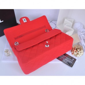 2014 Chanel 2.55 Series Classic Flap Bag Denim Fabric CF1112 Red