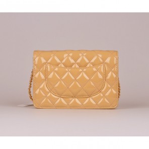 2014 Chanel A33814 Apricot Patent Leather mini Flap Bag Gold