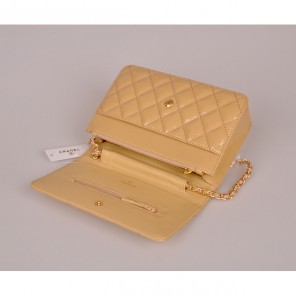 2014 Chanel A33814 Apricot Patent Leather mini Flap Bag Gold