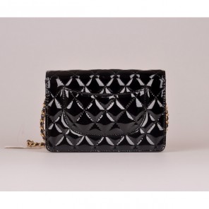 2014 Chanel A33814 Black Patent Leather mini Flap Bag Gold