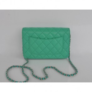 2014 Chanel A33814 Green Sheepskin Leather mini Flap Bag Silver