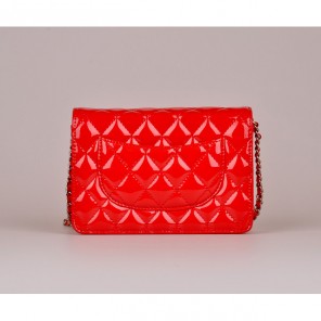 2014 Chanel A33814 Red Patent Leather mini Flap Bag Silver