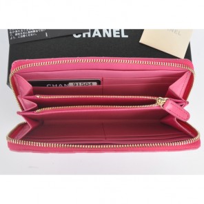 2014 Chanel Bi-Fold Zip Around Wallet Original Leather A91504 Peach