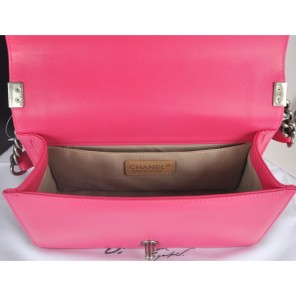 2014 Chanel Boy Flap Shoulder Bag in Original Sheepskin Leather A90191 Rose