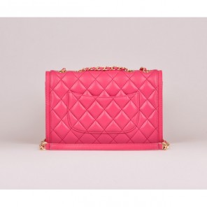 2014 Chanel Classic Flap Bag Rose Sheepskin Leather A25280 Gold