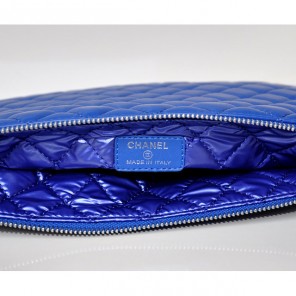 2014 Chanel Clutch Bag Blue Sheepskin Leather A67781 Silver