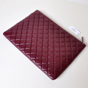 2014 Chanel Clutch Bag Maroon Sheepskin Leather A67780 Silver
