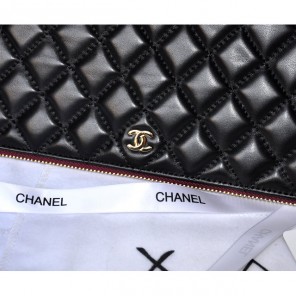 2014 Chanel Clutch Bag Original Sheepskin Leather A67780 Black with Gold hardware