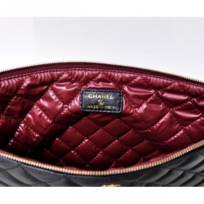 2014 Chanel Clutch Bag Sheepskin Leather A67780 Black with Gold hardware