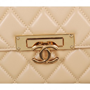 2014 Chanel Flap Shoulder Bag A2020 in Original Sheepskin Leather Apricot