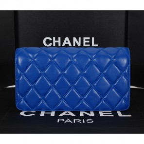 2014 Chanel Flap Shoulder Bag A2020 in Original Sheepskin Leather Royalblue