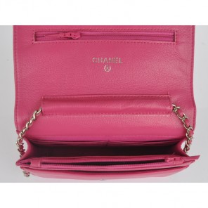 2014 Chanel Flap Shoulder Bag Rose Calfskin Leather A33817 Silver