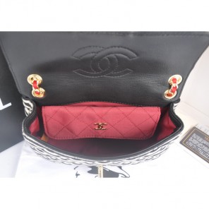 2014 Chanel Jersey and Lambskin Flap Bag A92051 Black