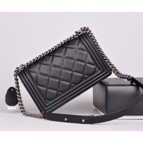 2014 Chanel Le Boy Flap Shoulder Bag Original Leather A92105 in Black