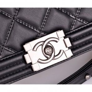 2014 Chanel Le Boy Flap Shoulder Bag Original Leather A92105 in Black